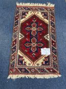 John Lewis small Persian mat reds, blues and cream Dosemealti 52x31” af