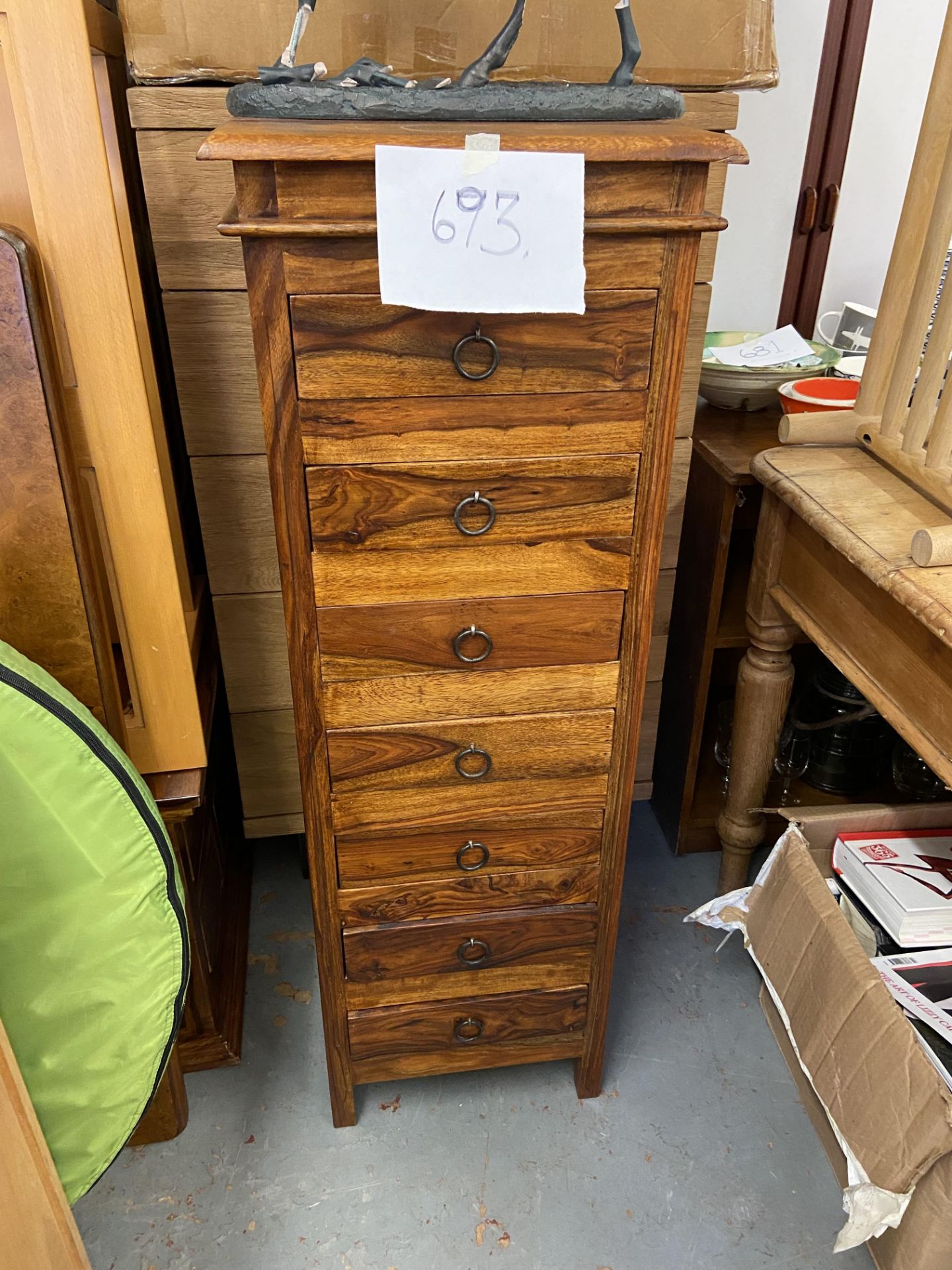 Hardwood 7 drawer chest 3’ x 10” height x 16” width