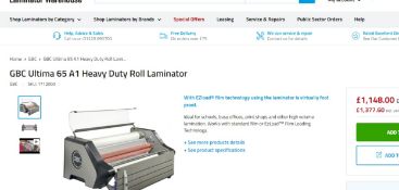 GBC RollSeal Ultima 65 Roll Laminator