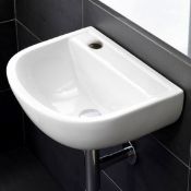 ZZ-RAK-COM38BASSN1L - Rak Compact Wall Hung Basin Without Overflow - 380mm Wide - LH 1 Tap Hole...