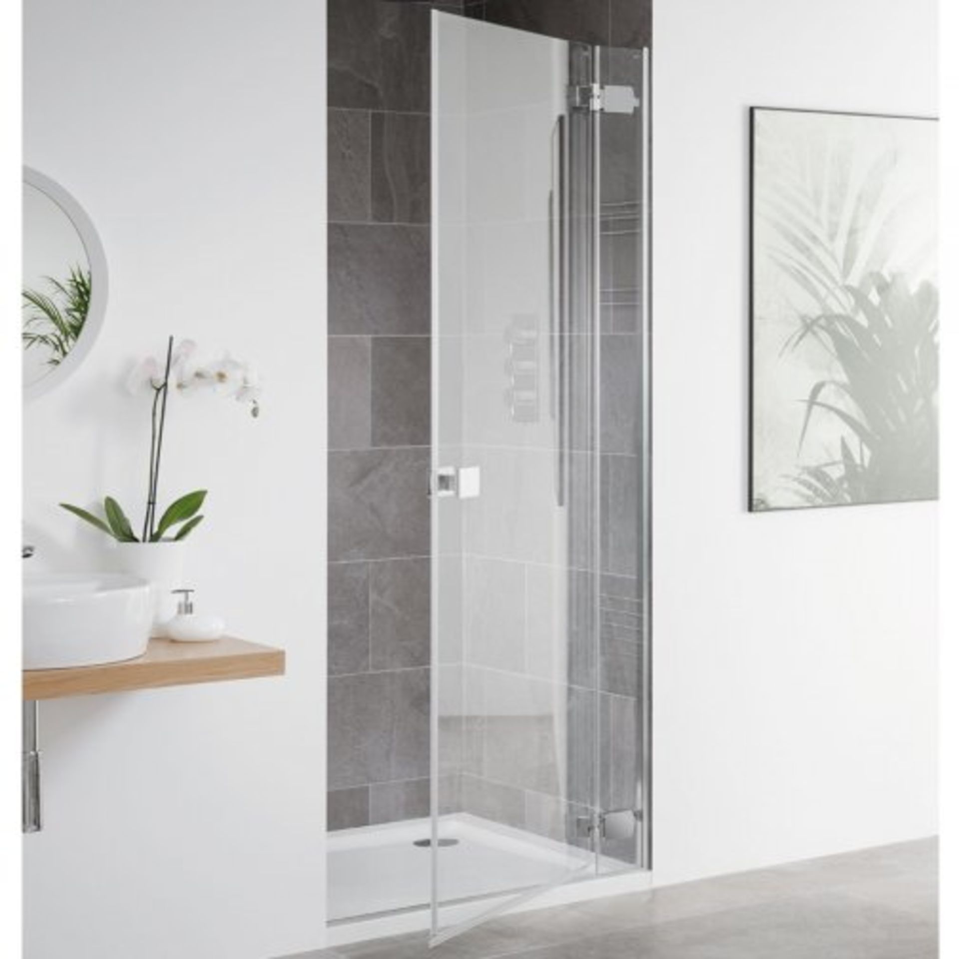 ZZ-LAK-LK801-080S - Lakes Barbados Hinged Shower Door with Panel - 2000mm x 800mm - 8mm Glass....