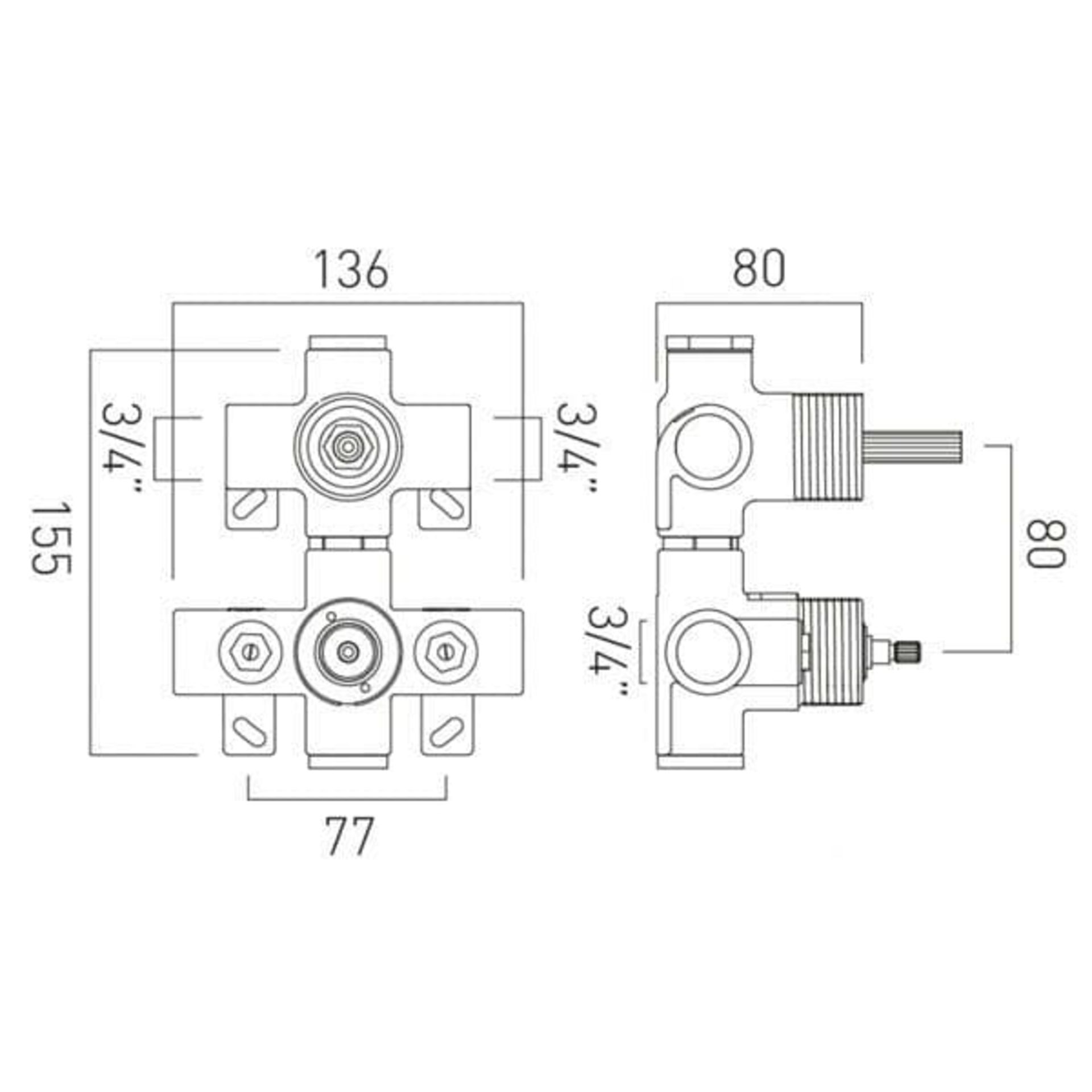 ZZ-VAD-CON-BV048D/2-BR - Vado Concealed Part For 2 Outlet Wall Mounted Thermostatic Shower Valv... - Image 2 of 2