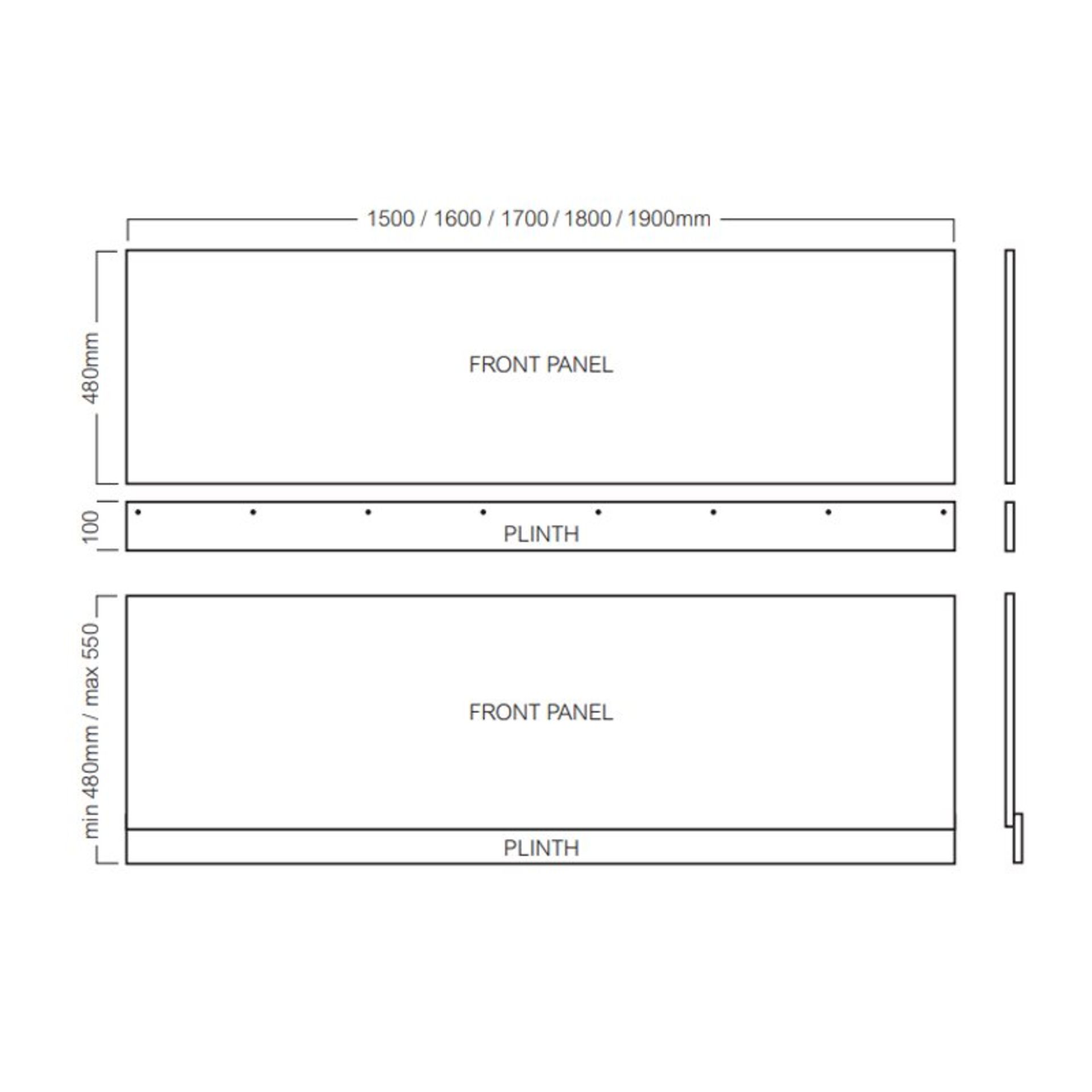 ZZ-ROB-237BPM1700 - Robert Lee Halite Bath Front Panel - 550mm x 1700mm - Gloss White. ... - Image 2 of 2