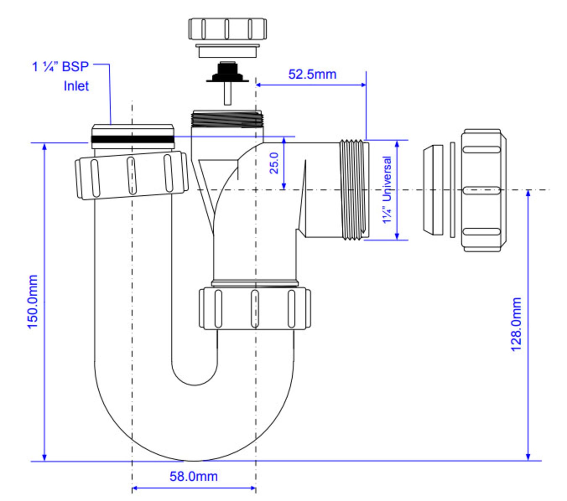 ZZ-MC-SA10V - McAlpine 32mm Tubular Swivel Anti-Syphon 'P' Trap - White. ... - Image 2 of 2