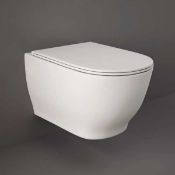 ZZ-RAK-HARWHPAN-HF/SC - RAK Moon Wall Hung Toilet With Soft Close Seat - Hidden Fixings - White...