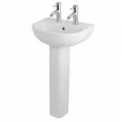 ZZ-RAK-COM45BAS2 - Rak Compact Wall Hung Basin - 450mm Wide - 2 Tap Hole - White. ...