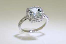 Aquamarine & diamond ring