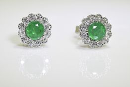 Emerald & diamond earrings