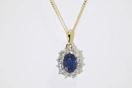 Blue Sapphire & Diamond Pendant