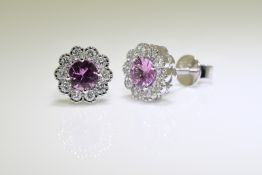 Pink Sapphire & diamond Earrings