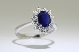 Blue Sapphire & diamond ring