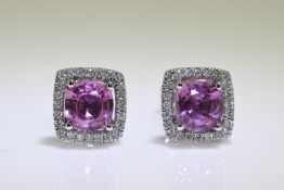 Pink Sapphire & diamond Earrings