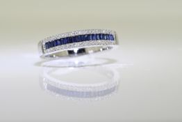 Blue Sapphire & diamond ring