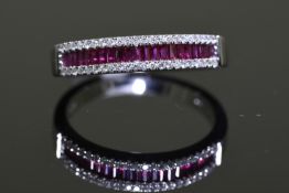Ruby & Diamond ring set in 18 carat white gold.