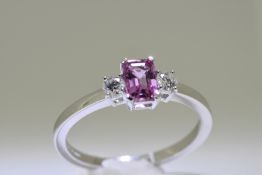 Pink Sapphire & diamond ring