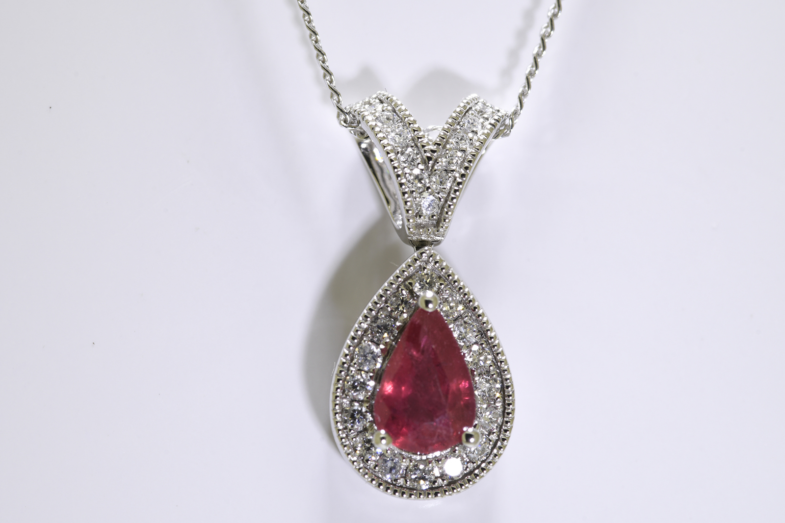 Ruby & Diamond Pendant set in 18 carat white gold - Image 2 of 3