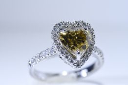 2.60 carat Heart Shape Cognac & White Diamond Ring