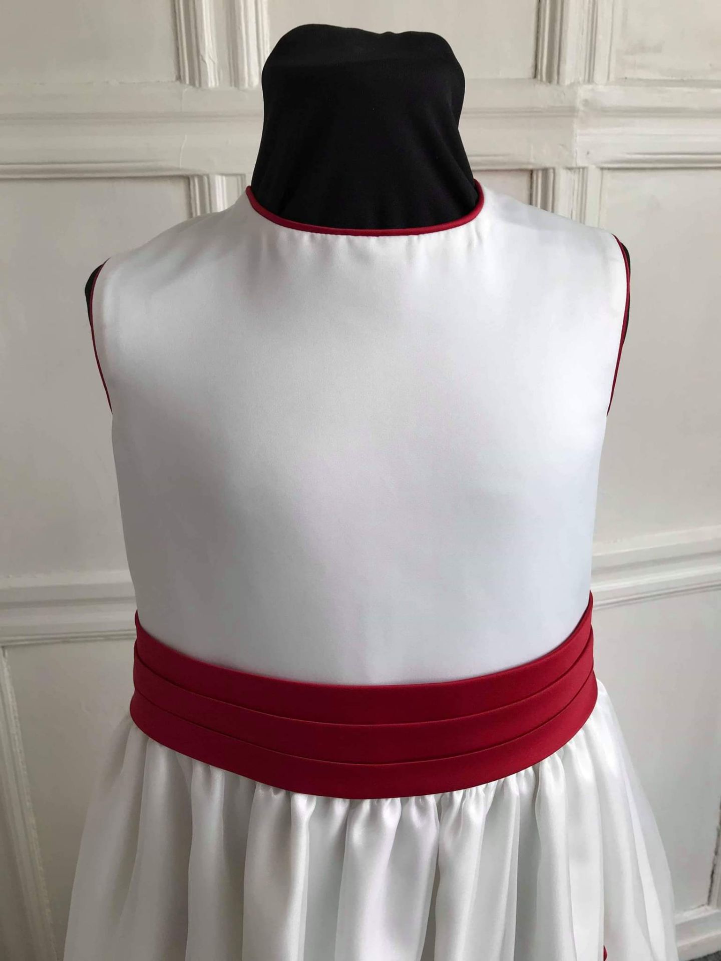 Ivory Flowergirl Dress with Burgundy Sash