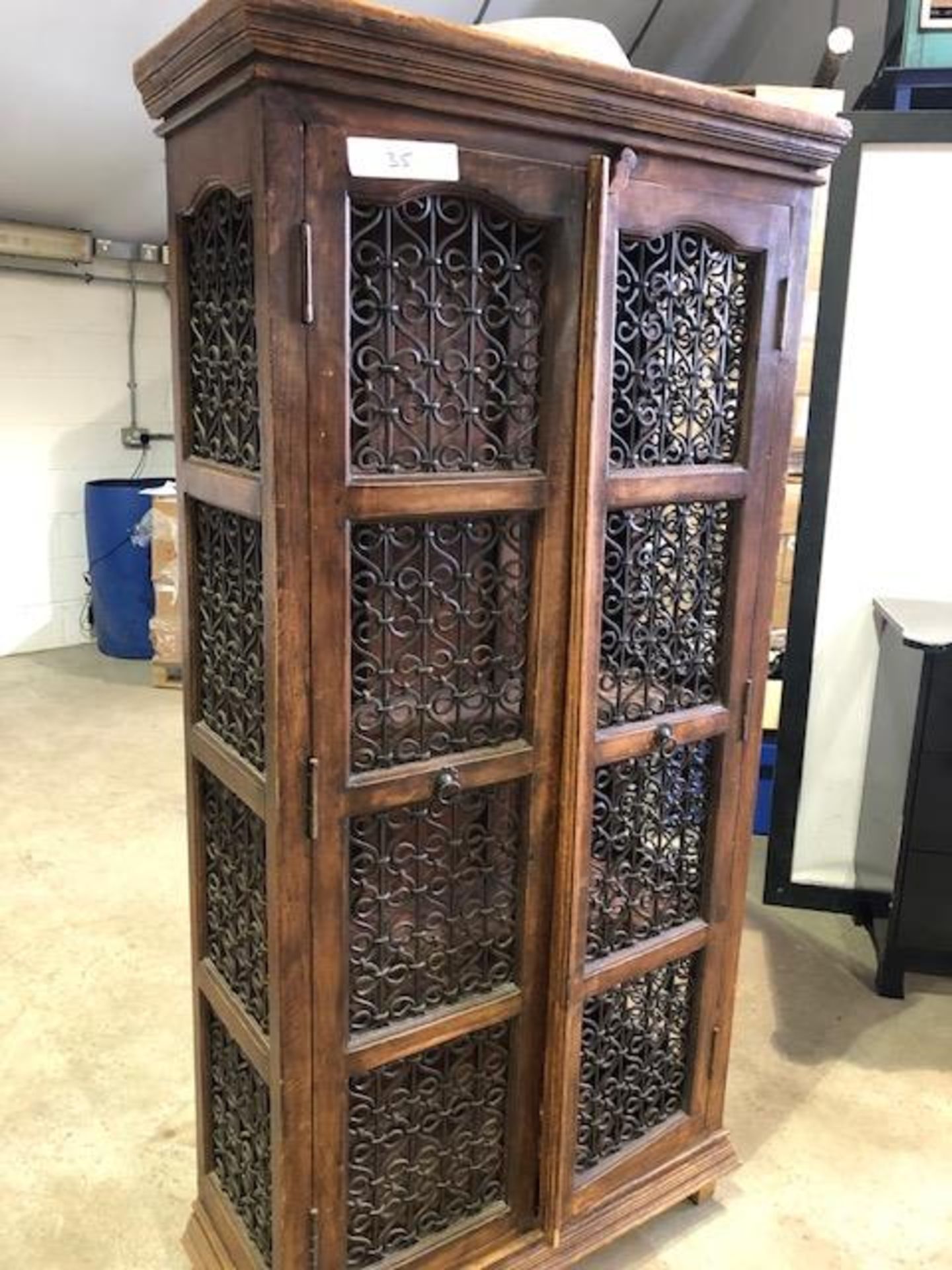 Display cabinet ornate metal fretwork