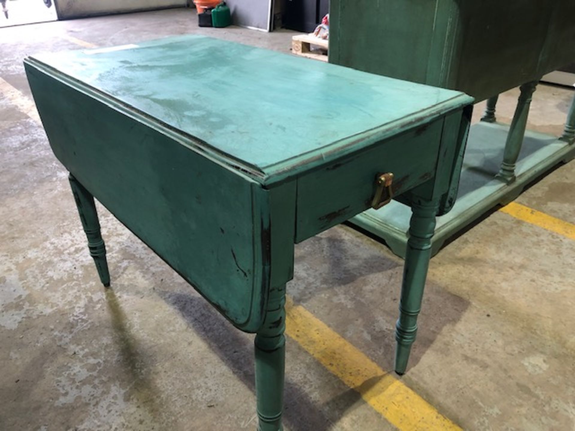 Shabby chic drop leaf table and double door sideboard - Image 3 of 3