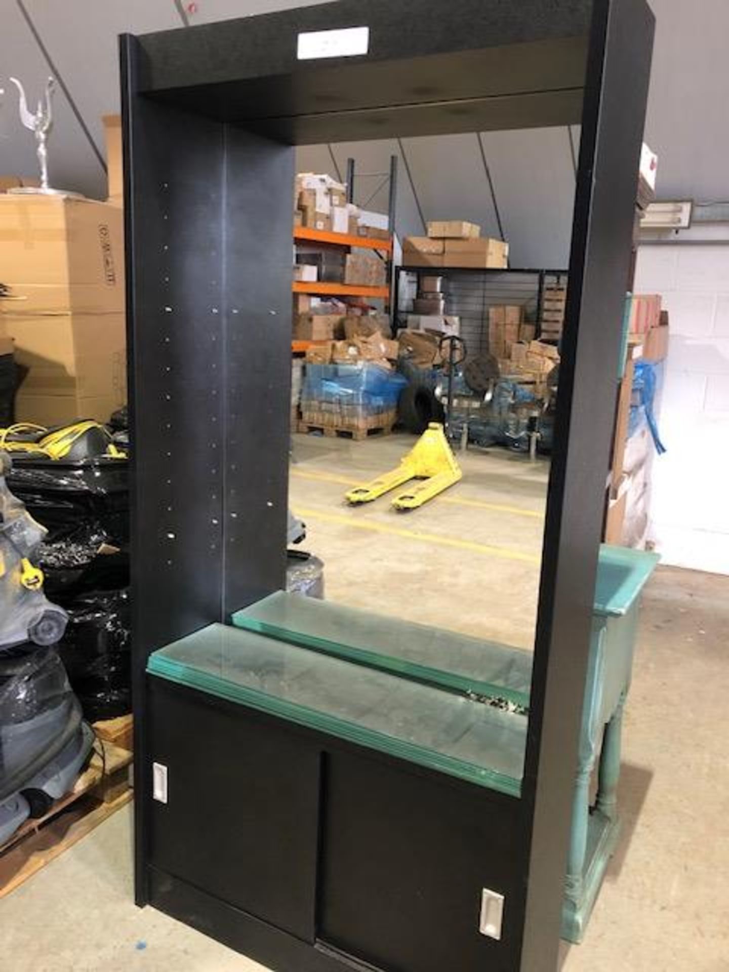 Large mirror back display unit with 6 glass shelves