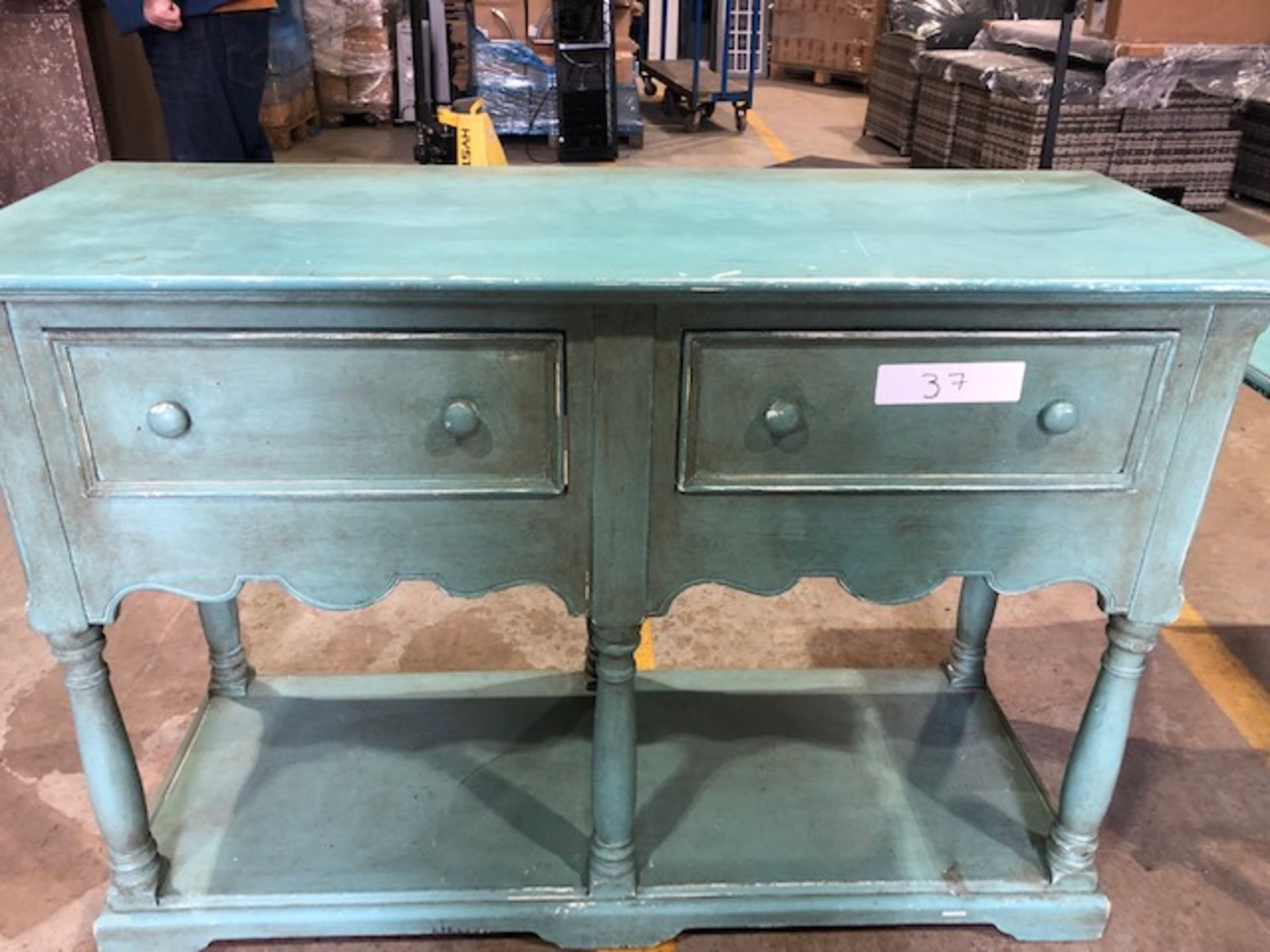 Shabby chic drop leaf table and double door sideboard - Image 2 of 3