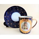 Antique French Porcelain Empress Josephine Portrait Coffee Can & Saucer