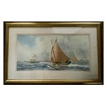The Shrimpers off Harwich signed Painting by Peter Adams Marine Artist