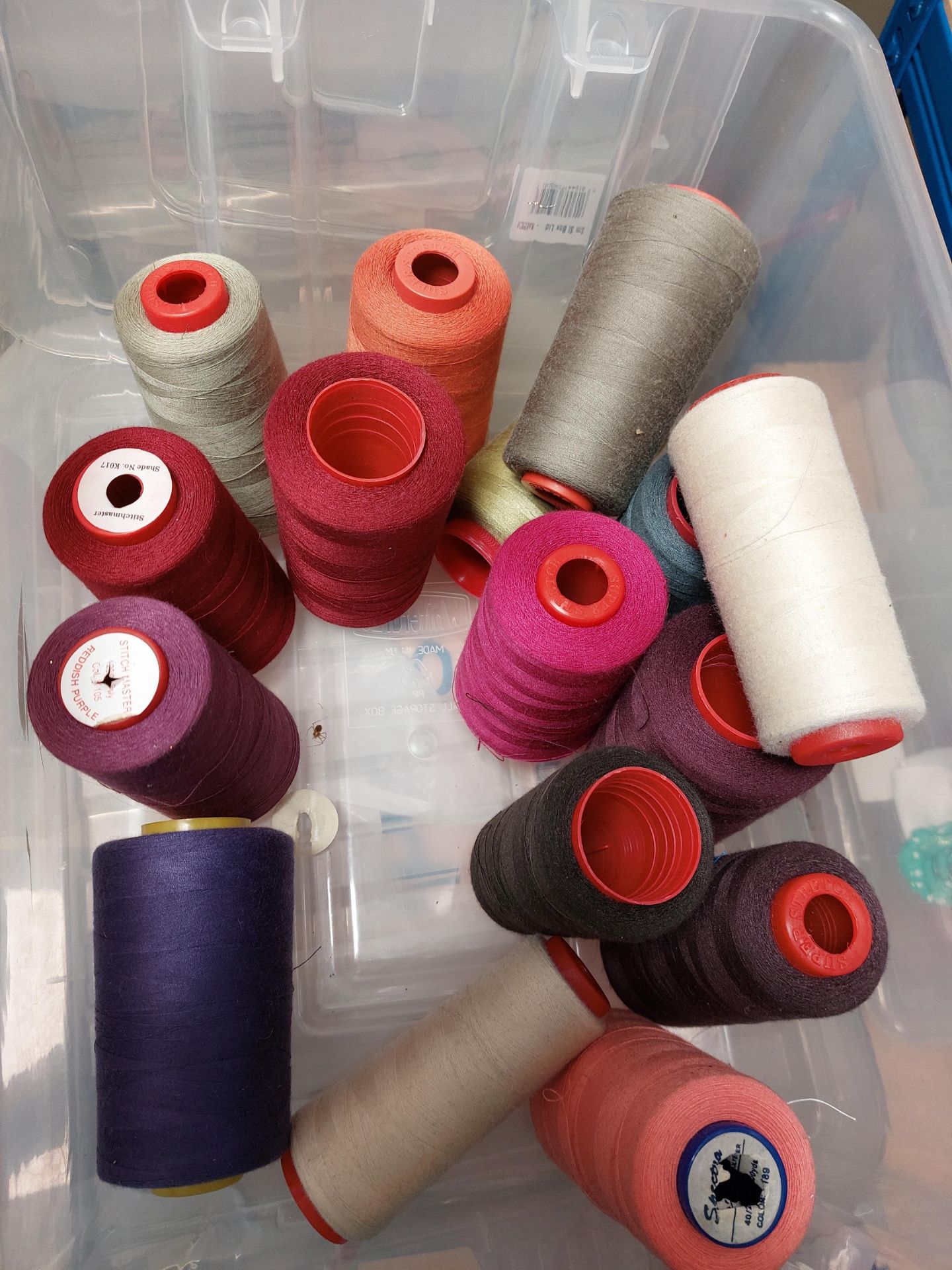 Box of large reels of sewing cotton. Mixed cours - Image 7 of 7