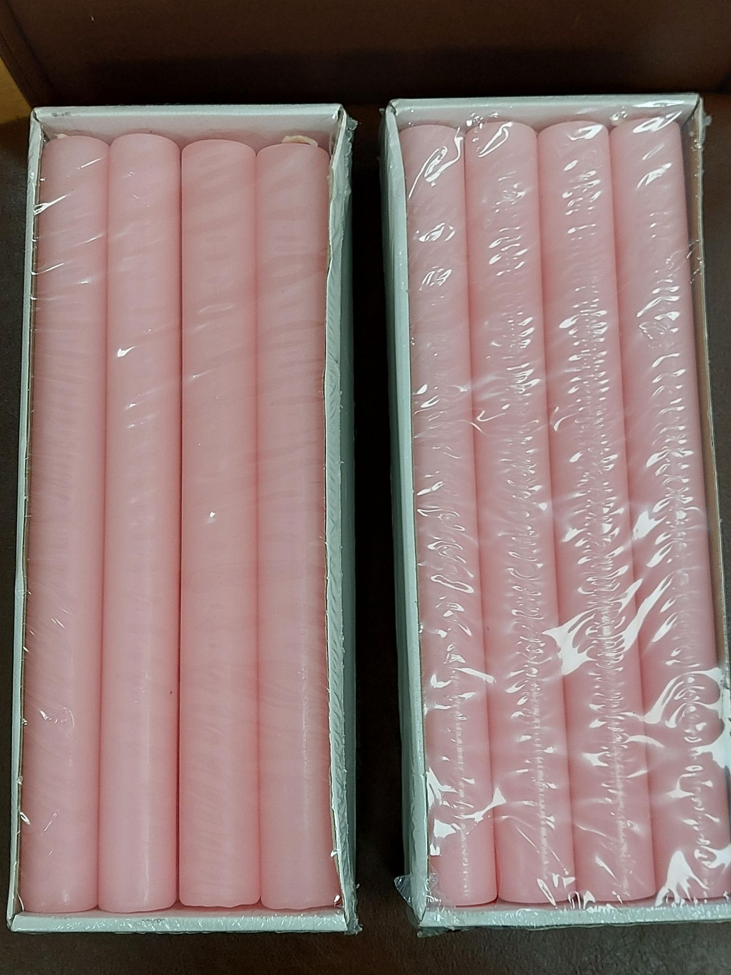 Large pink candles 300 mm x 30 mm. 2 boxes of 8