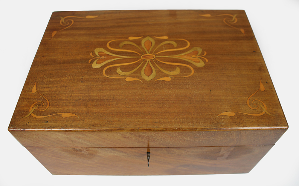 Antique Mahogany Inlaid Writing Box - Image 3 of 10
