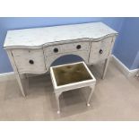 Painted French Style Side Table & Stool