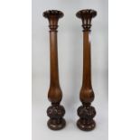 Pair of Early Victorian Carved Mahogany Pedestals