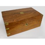 Antique Walnut Campaign Brass Bound Writing Box