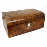 Victorian Walnut Writing Box with Mother of Pearl Crested Decoration