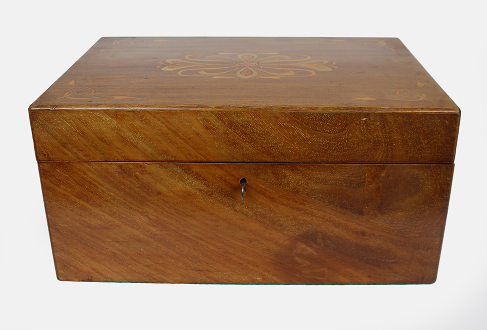 Antique Mahogany Inlaid Writing Box - Image 2 of 10