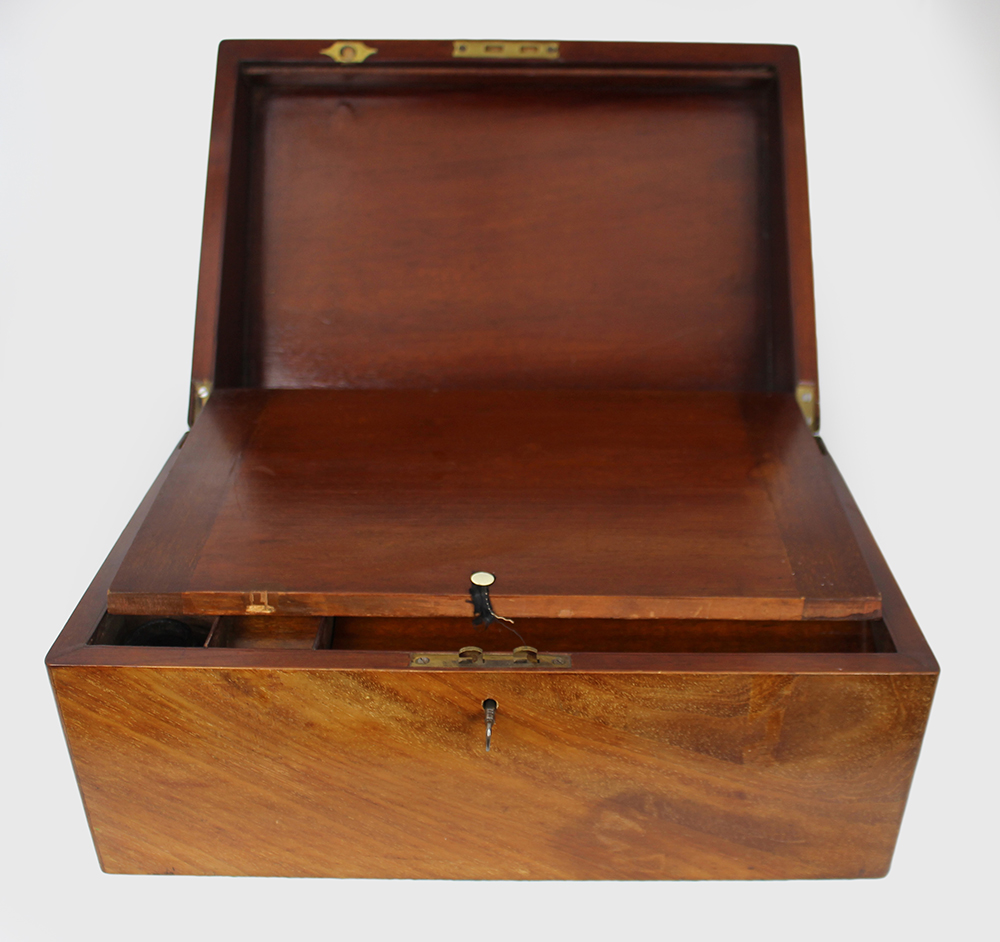 Antique Mahogany Inlaid Writing Box - Image 5 of 10