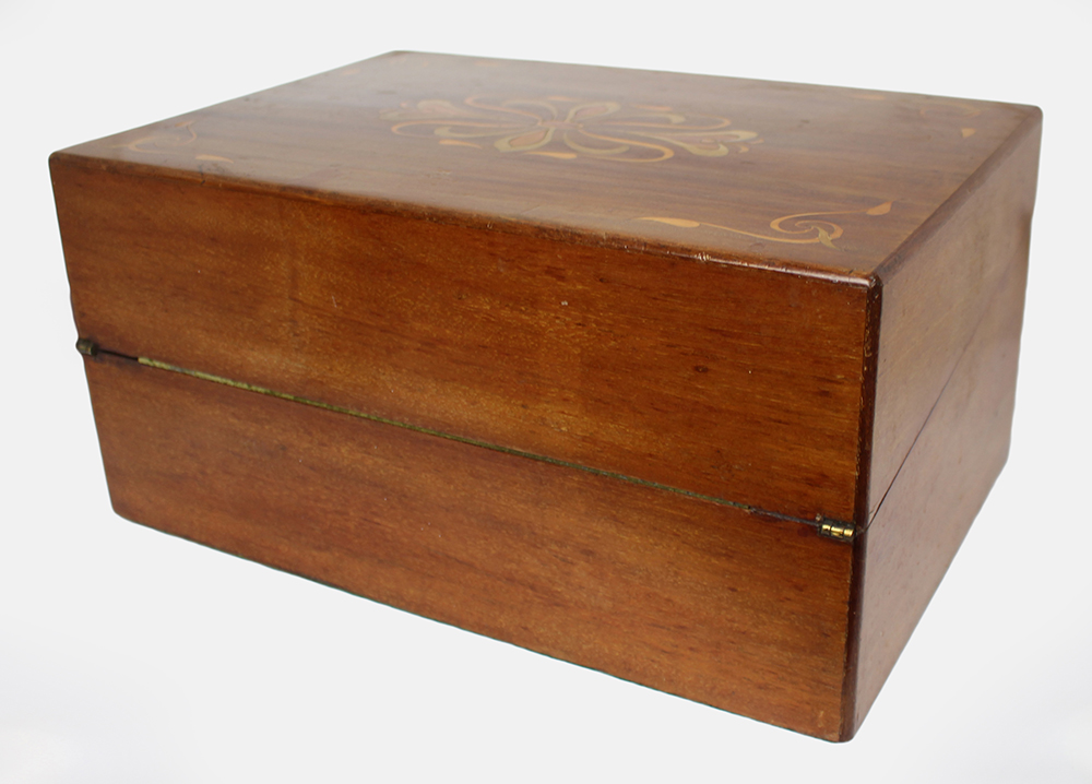 Antique Mahogany Inlaid Writing Box - Image 4 of 10