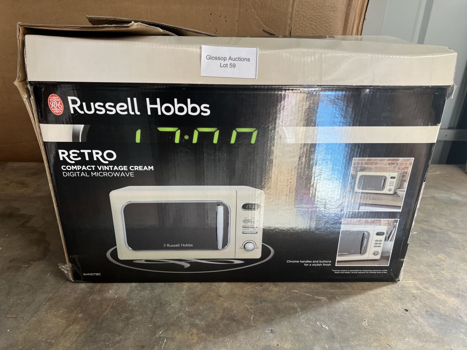 Russell Hobbs Cream Compact Retro Solo Digital Microwave. RRP £99.99 - GRADE U