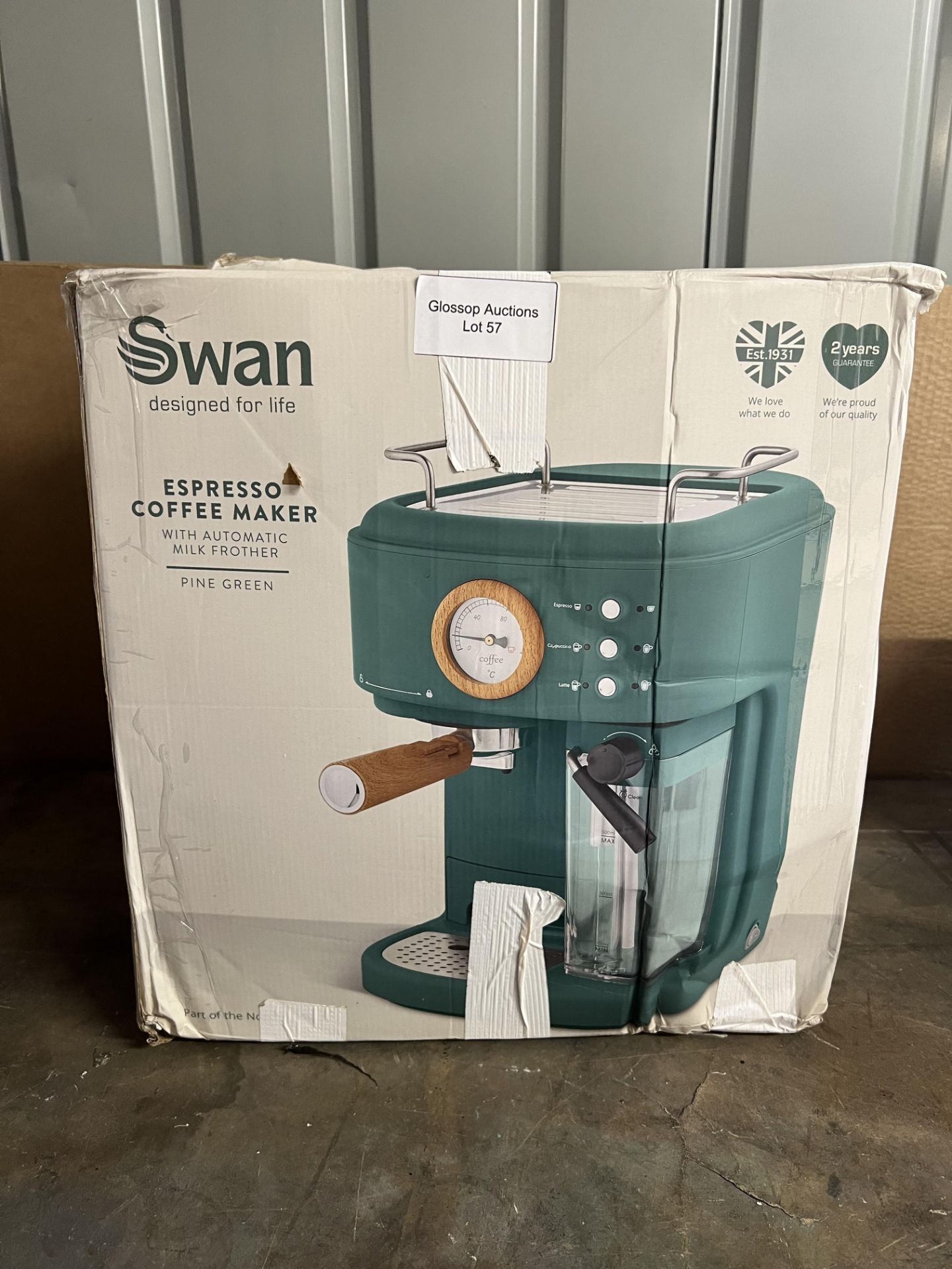 Swan Nordic One Touch Espresso Machine, Pine Green. RRP £169.99 - GRADE U