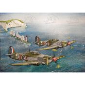 WW2 Hawker Hurricanes Over Beachy Head Metal Wall Art