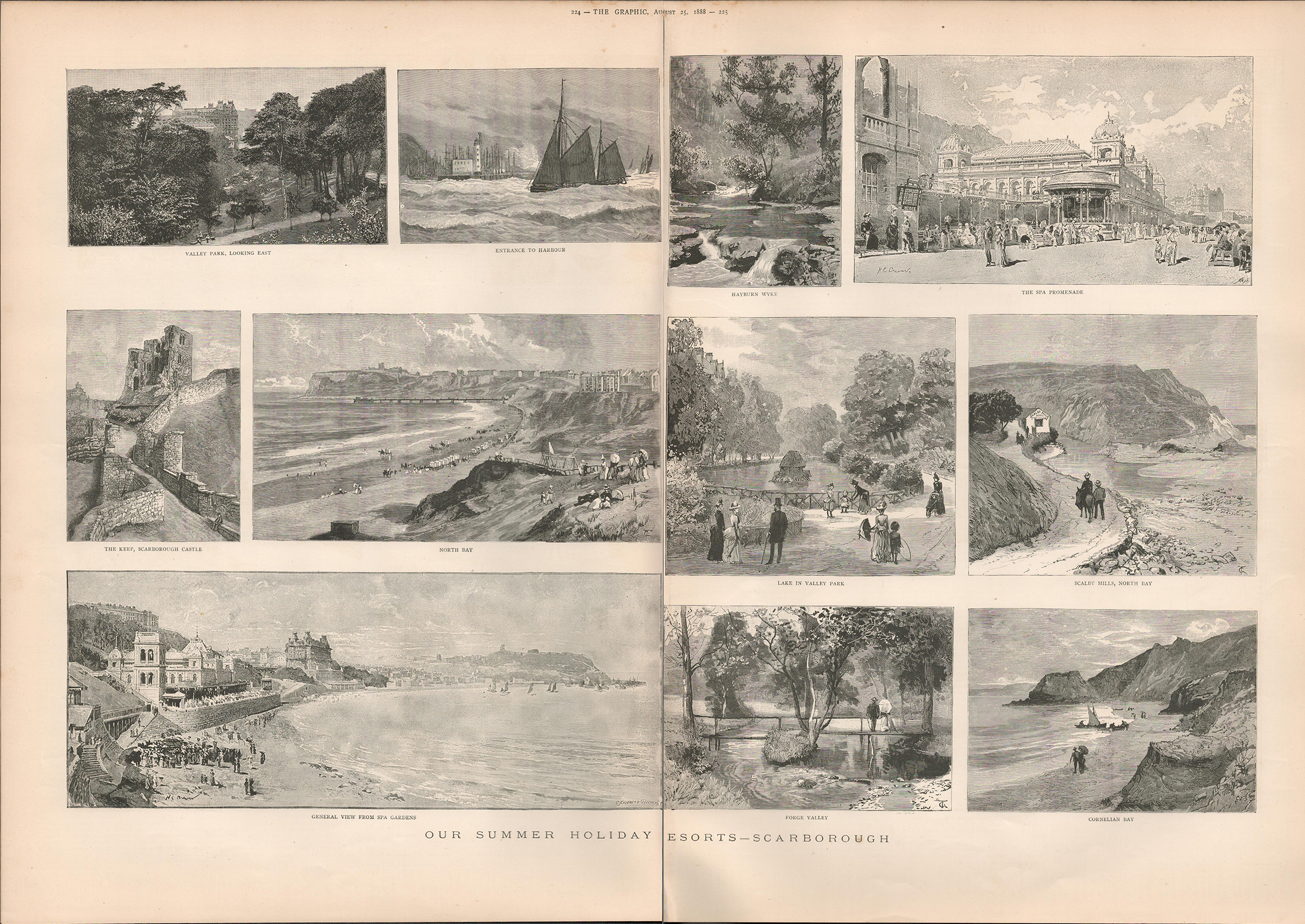 1880 Victorian View Scarborough Landmarks
