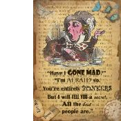 Alice In Wonderland Large Metal Sign "The Mad Hatter Im Bonkers"