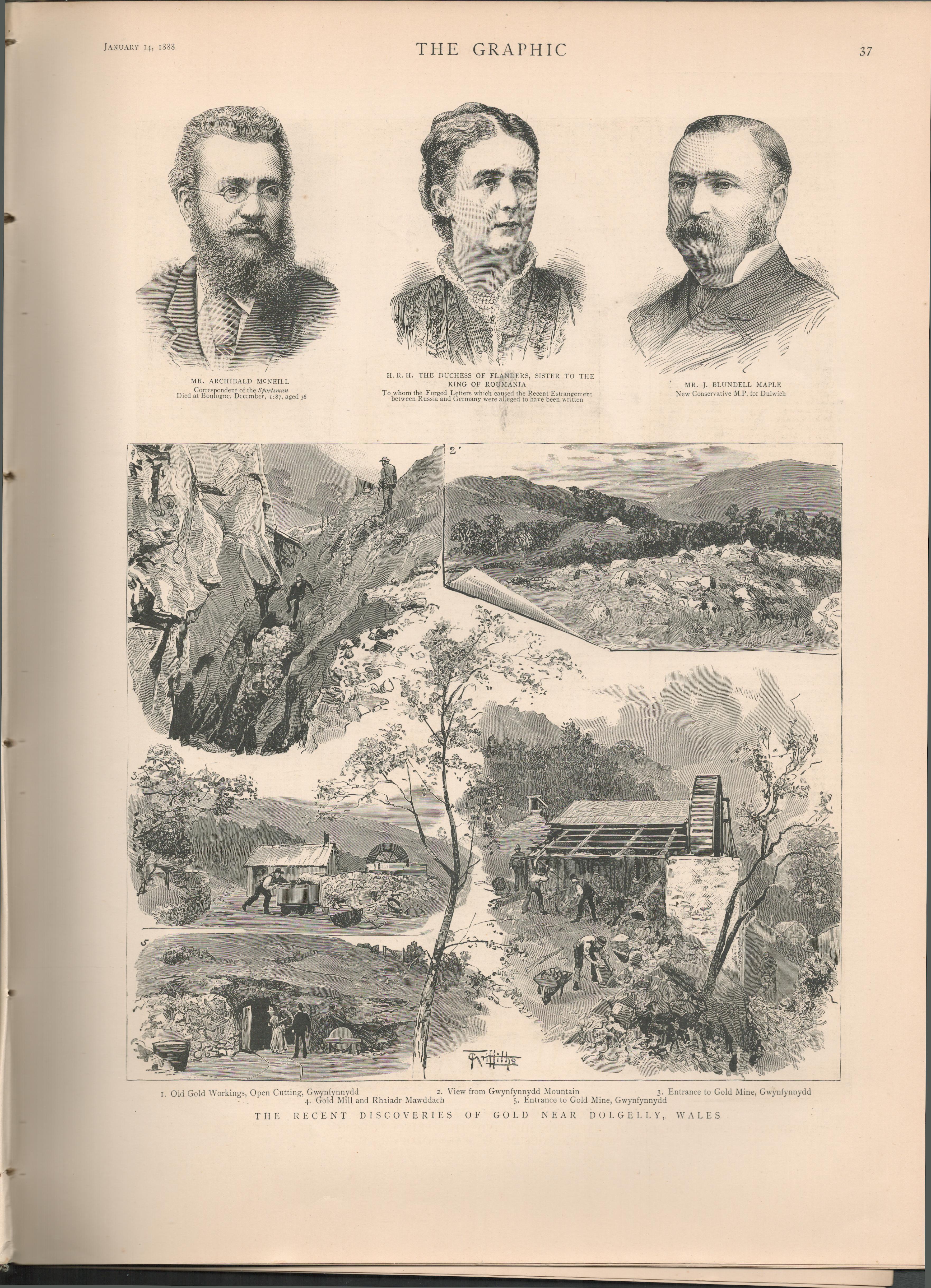 Welsh Gold Mine Dolgelly Wales Antique 1888 Victorian Newspaper