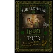 Irish Pub Sign "The Alehouse" Vintage Style Metal Wall Art