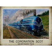 Reproduction Steam Train Metal Sign "The Coronation Scot"Reproduction Steam Train Metal Sign