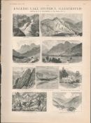 Lake District Sketches 4-Page 1889 Antique Victorian Supplement
