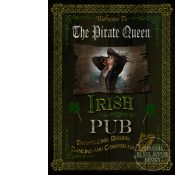 Irish Pub Sign "The Irish Pirate Queen" Vintage Style Metal Wall Art.