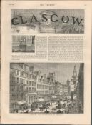 Glasgow City Scotland 1880 Antique Supplement Newspaper.