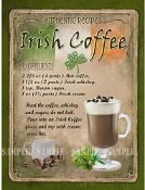 Irish Coffee Traditional Recipe Vintage Style Metal Wall Art